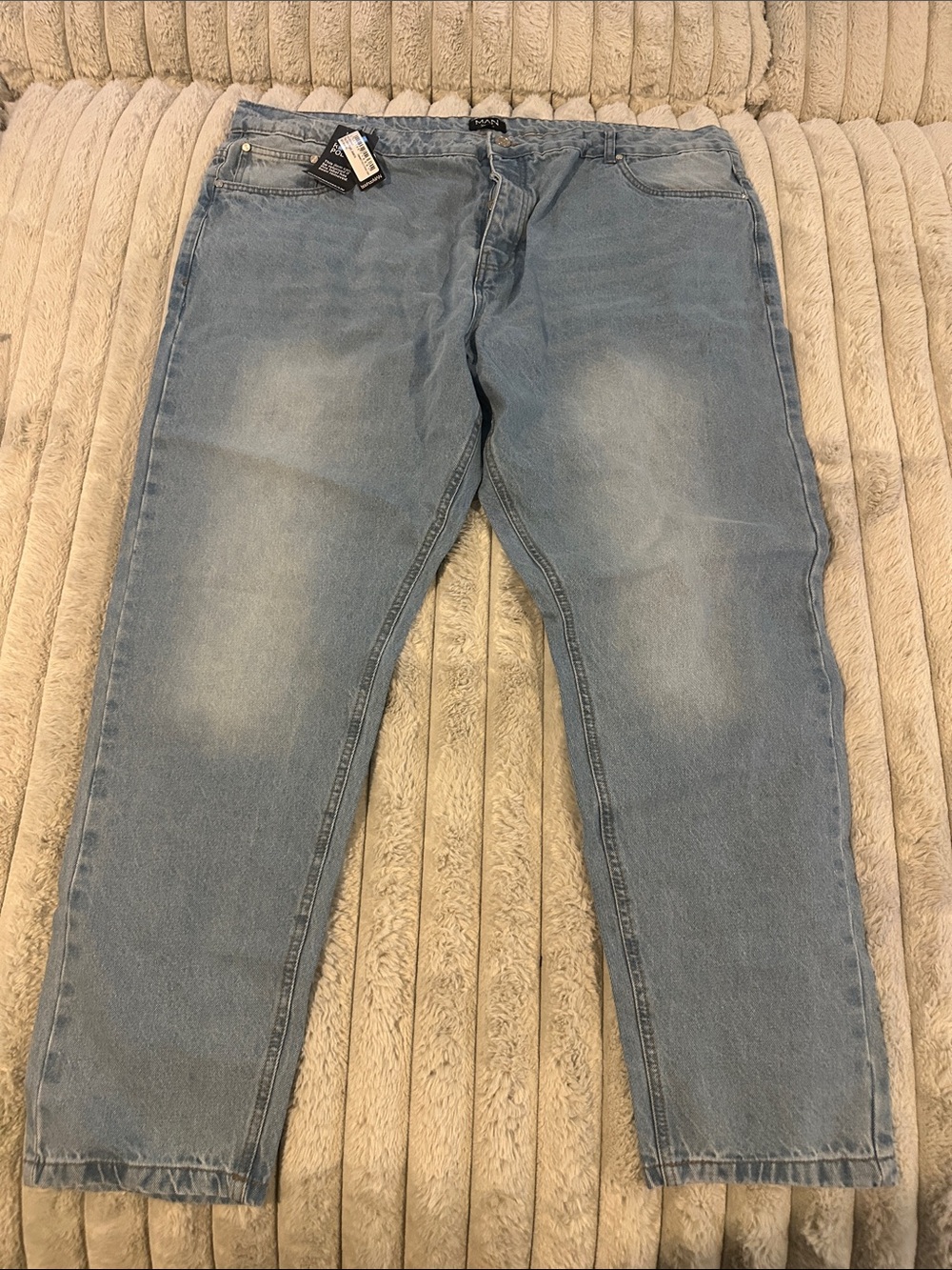 Boohoo Mens Light Wash Slim Jeans